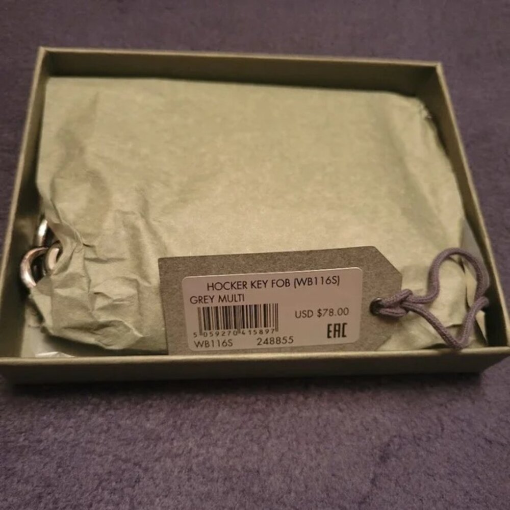 NWT All Saints Hocker Leather Key Fob ID Card holder Coin Purse Dual Pouch Grey - Picture 7 of 10